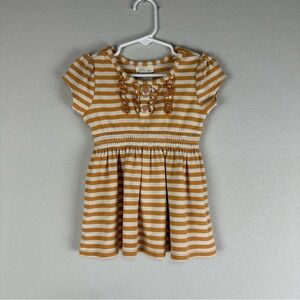 Matilda Jane Girl’s Orange Yellow White Strip Short Sleeve Dress 12-18 Months